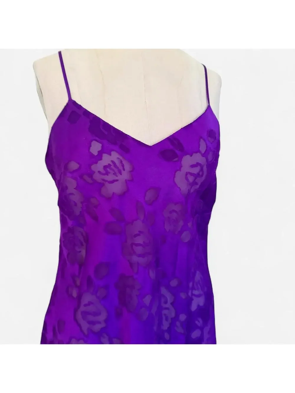 Victoria's Secret Y2K Purple Rose Burnout Slip Dress